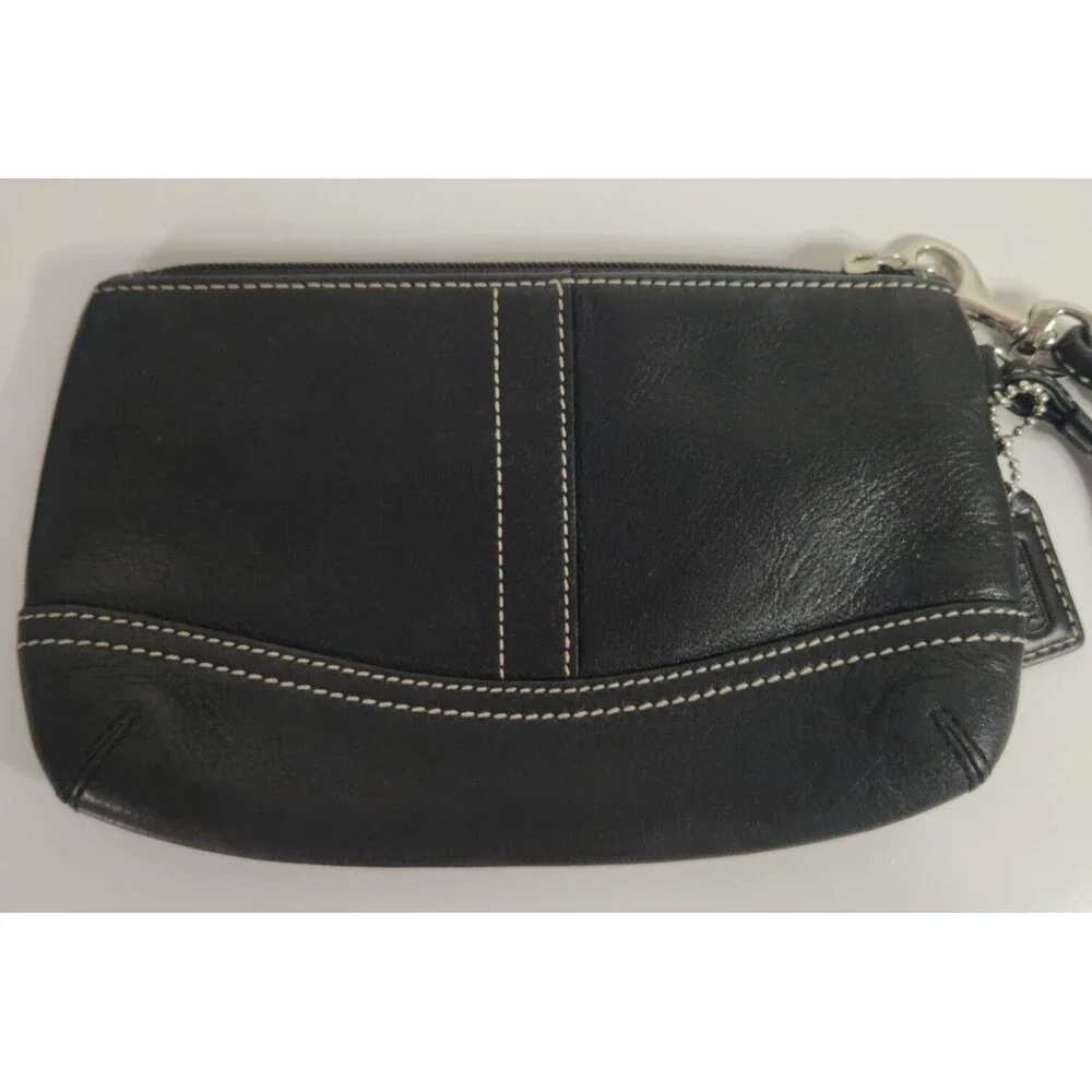 Vintage Coach Wristlet Smooth Leather Clutch Wallet Pouch Black